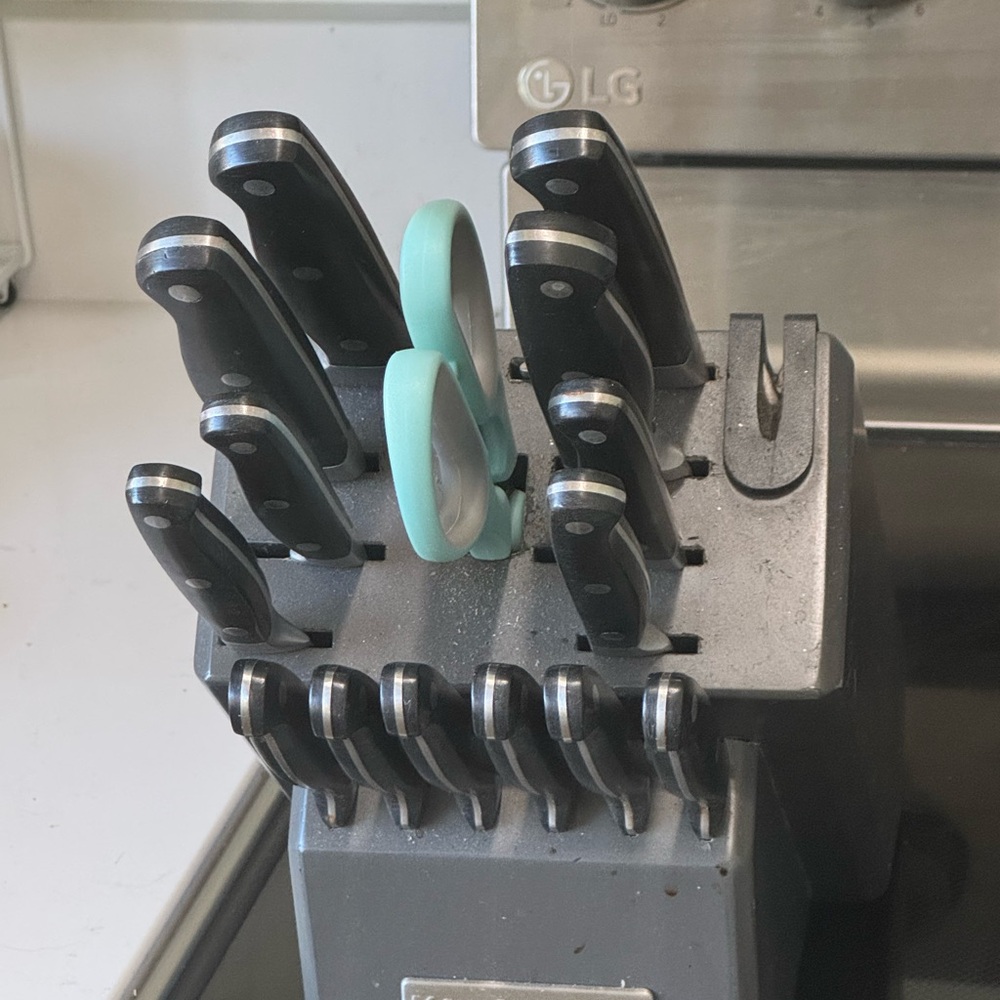 KitchenAid Black Knife Set with Mint Scissors